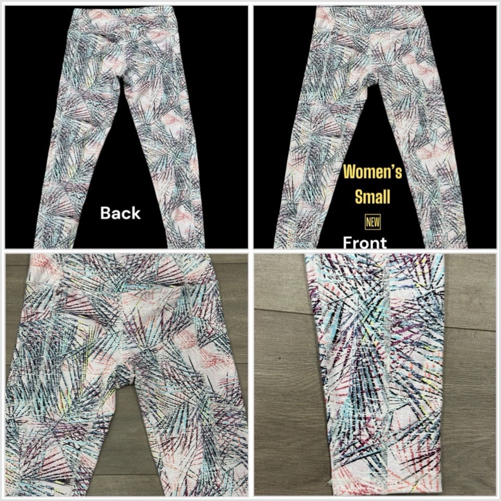Women's Pro Player Small Capri Pants Leggings Multi Colored Pockets Stretch NWOT